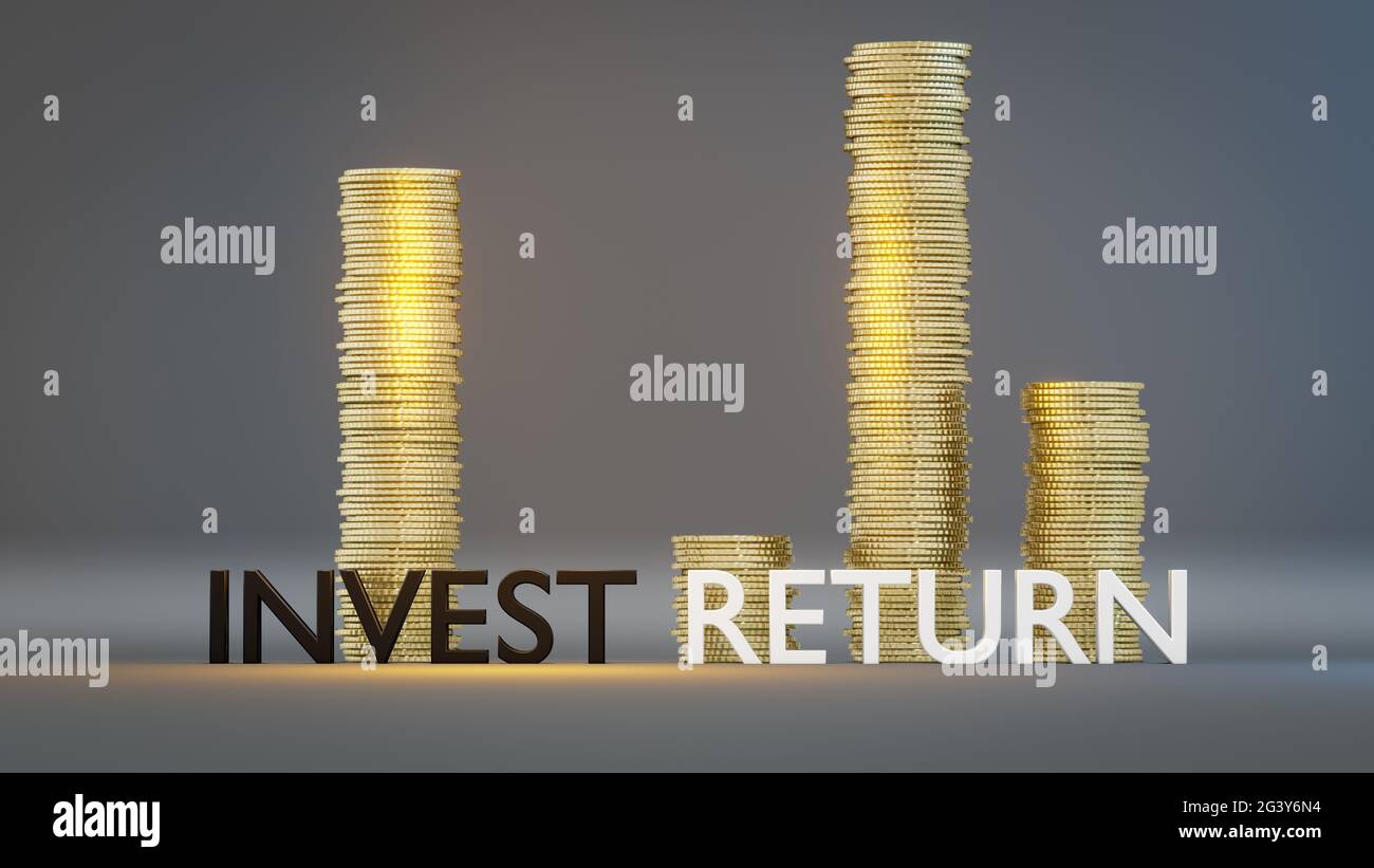 Concepto de retorno de inversión de monedas de dinero Foto de stock