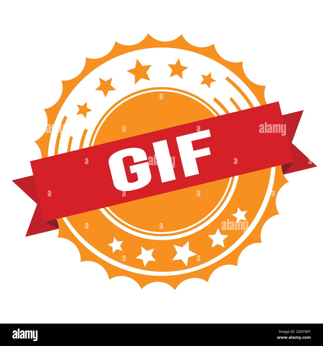 TEXTO GIF sobre sello de etiqueta de cinta naranja roja Fotografía de stock  - Alamy