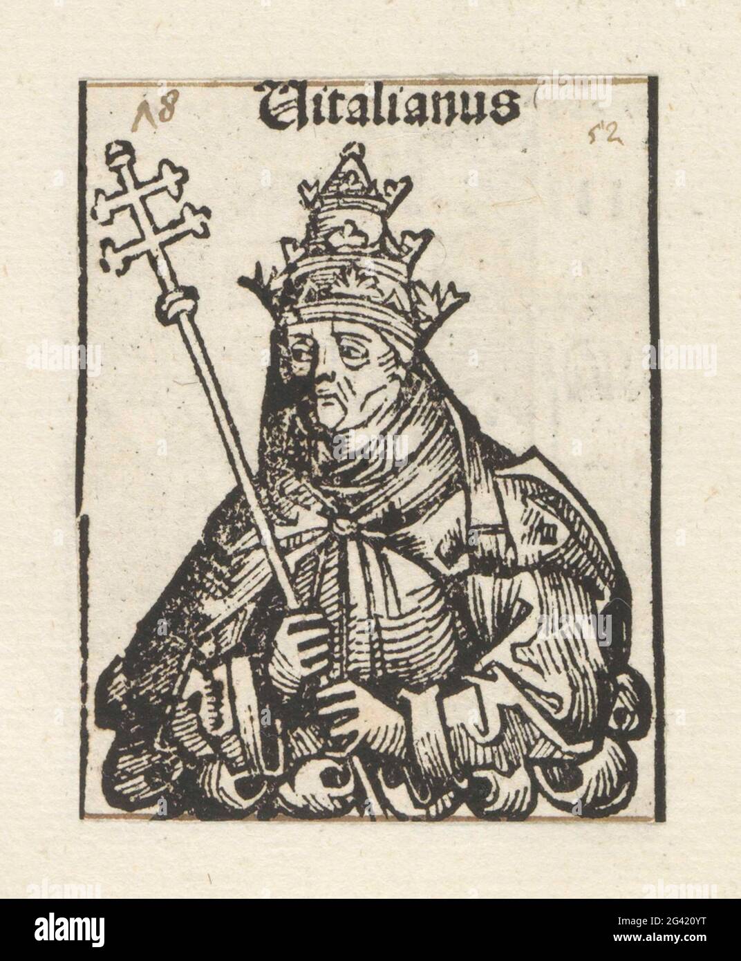 Papa Vitalianus; Vitalianus; Liber chronicarum. Un celk de flores con