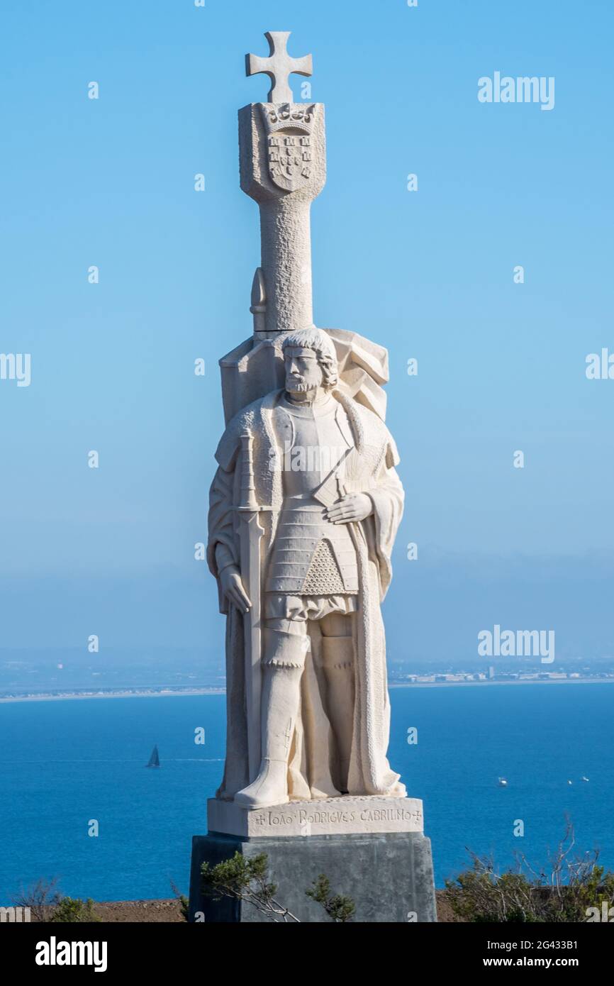 Conmemora el desembarco del explorador marítimo ibérico en Cabrillo NM, California Foto de stock