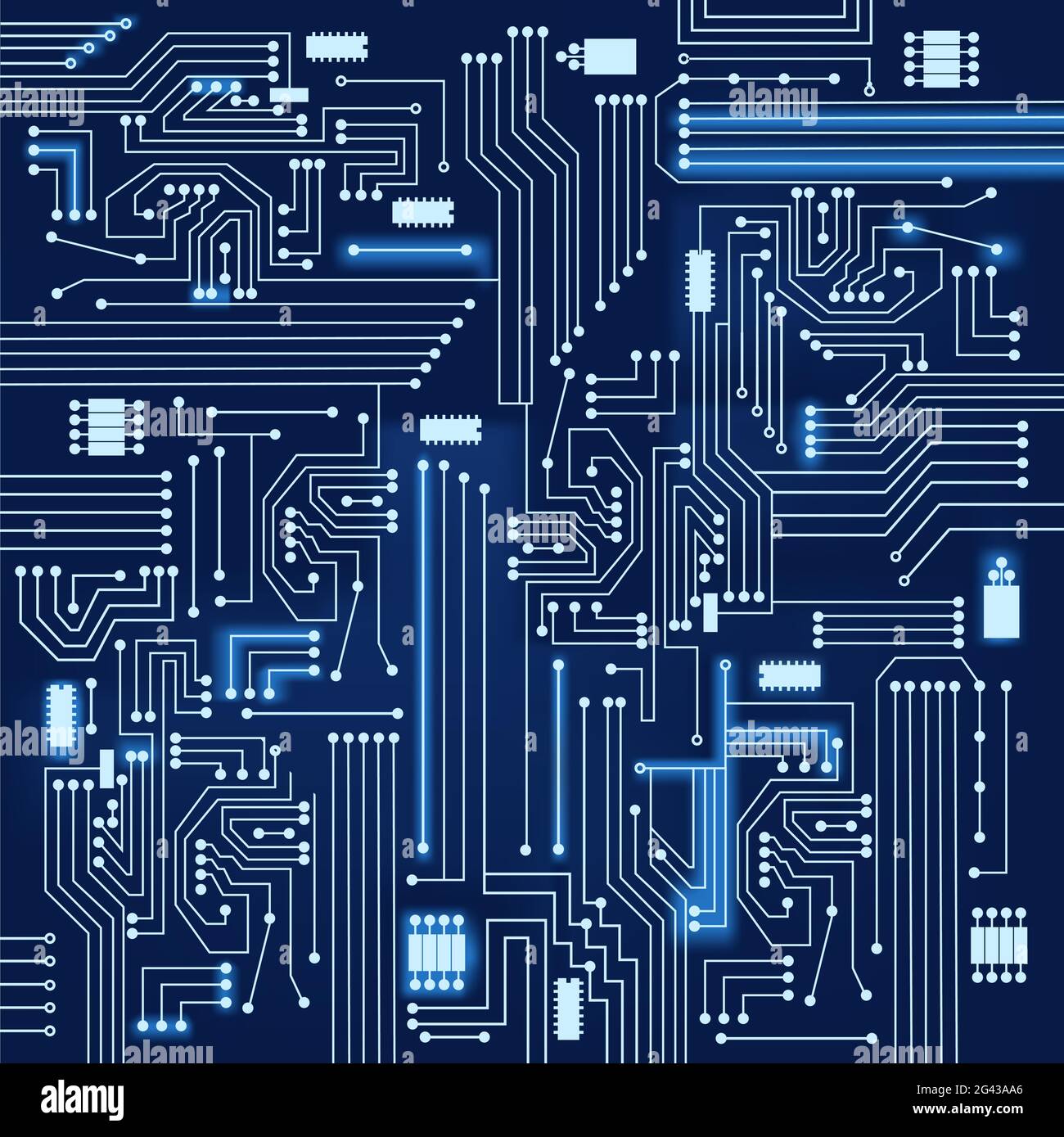 Fondo del circuito electrónico azul y brillante Imagen Vector de stock -  Alamy