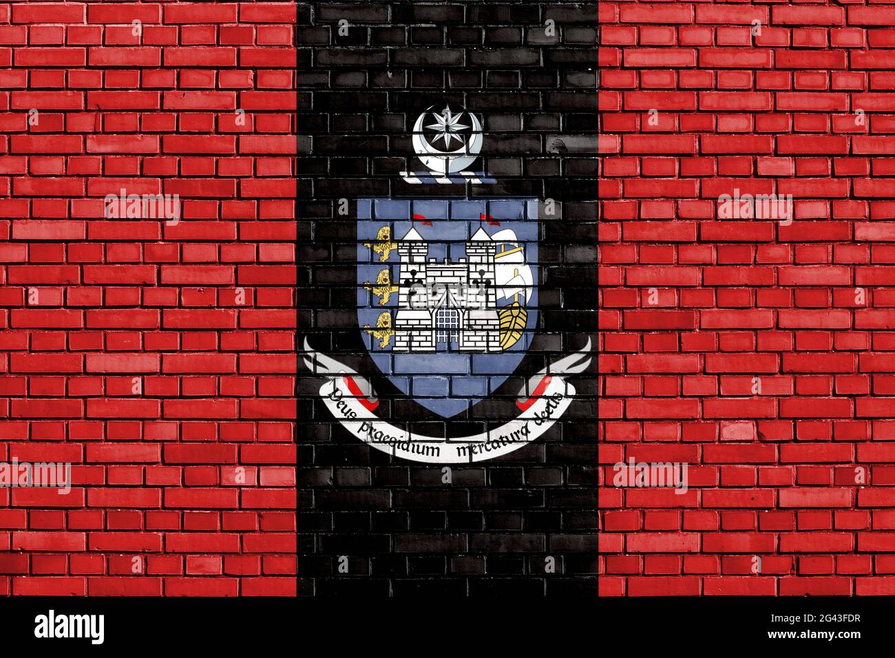 Bandera de Drogheda pintada en pared de ladrillo Foto de stock