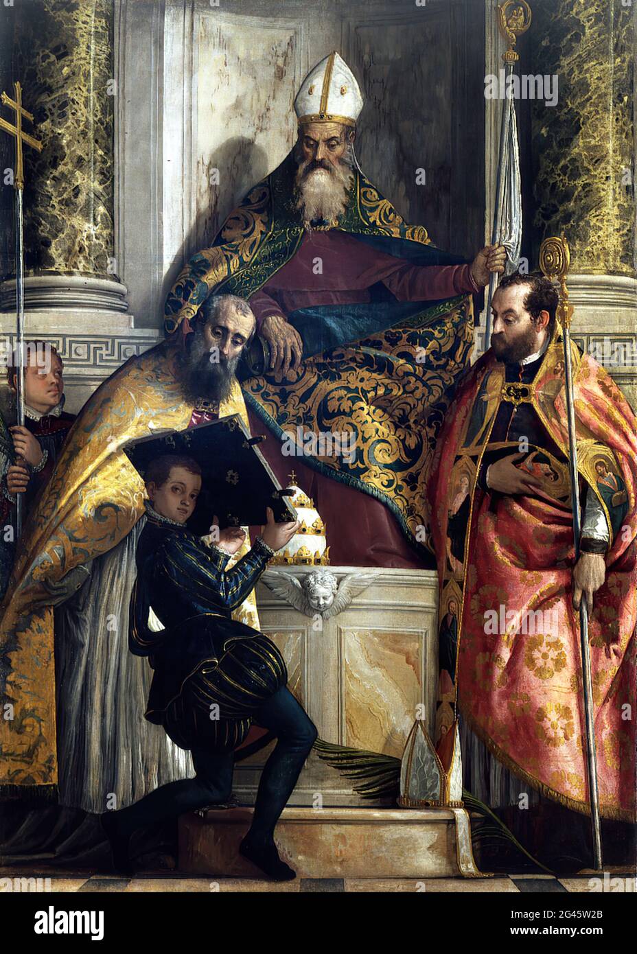 Paolo Caliari a.k.a Veronese - San Antonio Abad entre los Santos Cornelius y Cipriano Foto de stock