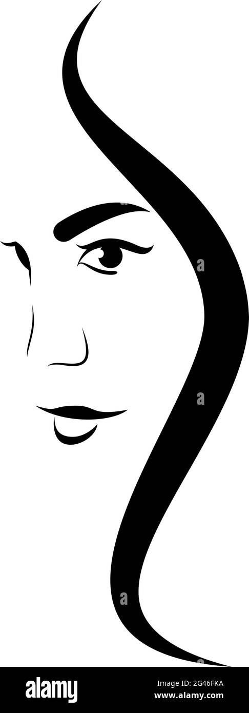 Dibujo de línea de perfil de cara de mujer Imagen Vector de stock - Alamy