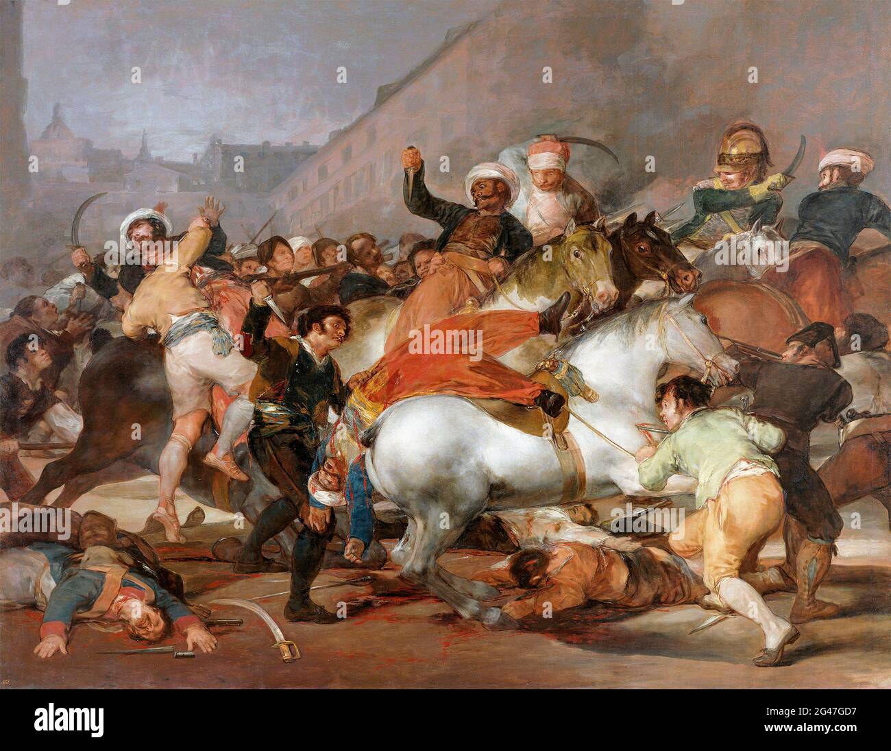 Goya. El segundo de mayo de 1808 o el cargo de los mamelucos de Francisco José de Goya y Lucientes (1746-1828), óleo sobre lienzo, 1814 Foto de stock