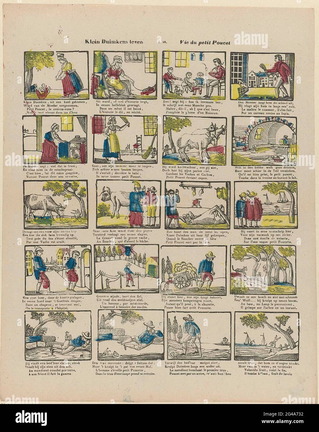 Vida de Duiskkens / Vie du Petit Poucet. Hoja con 20 actuaciones del