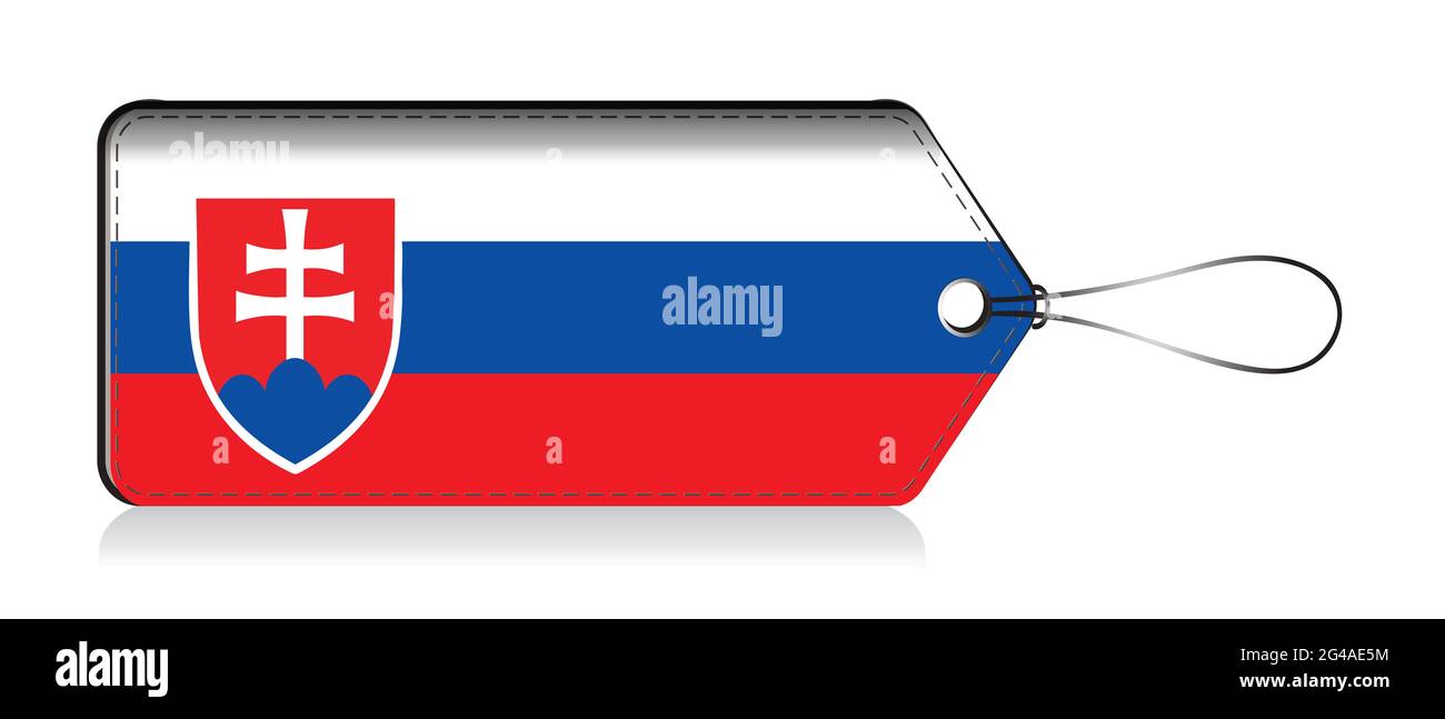 Etiqueta de bandera de Eslovaquia. Etiqueta de premio hecha en Eslovaquia Foto de stock
