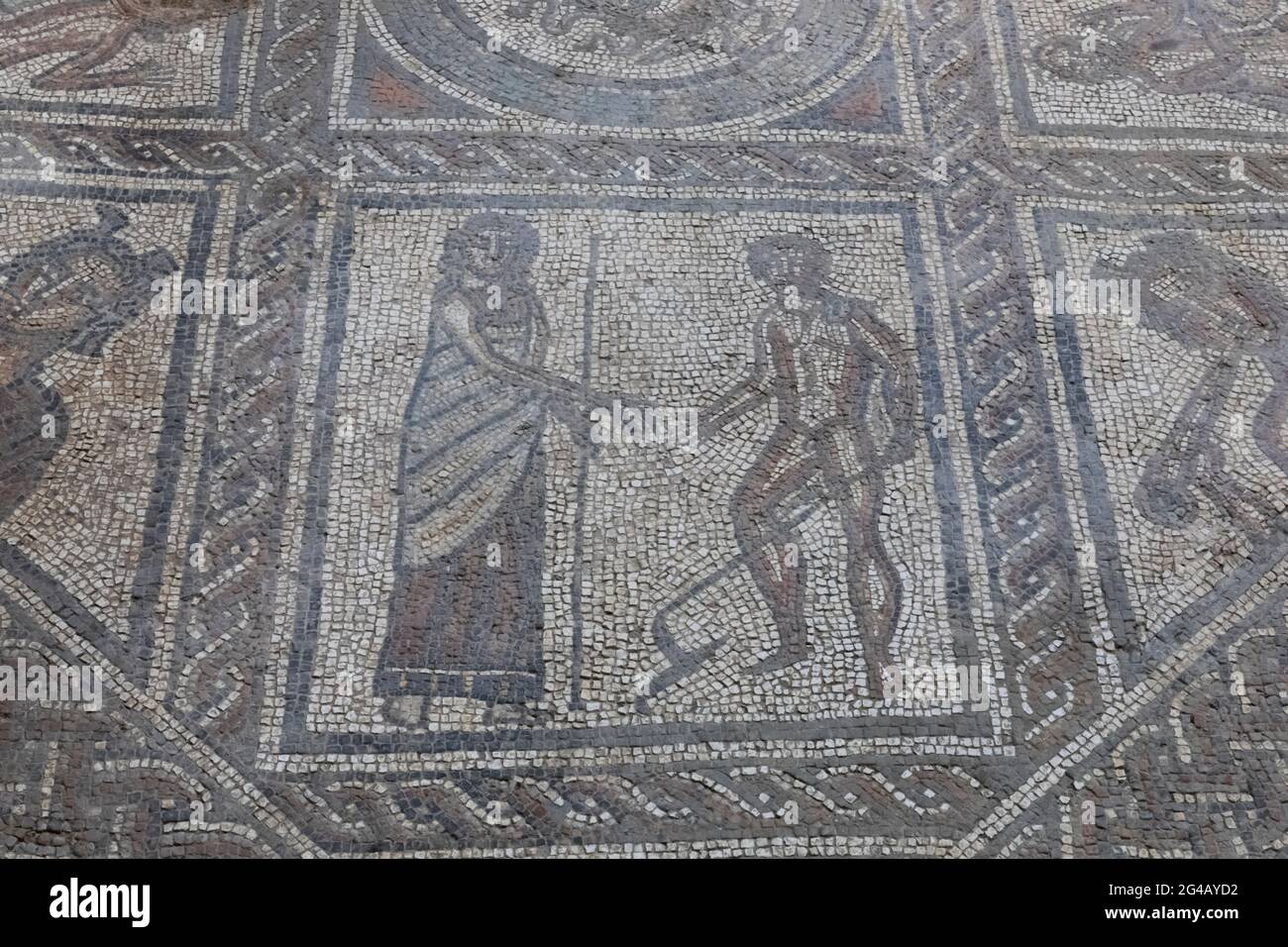 Inglaterra, Isla de Wight, Villa romana de Brading, Mosaico que representa a Ceres la diosa de la agricultura Foto de stock