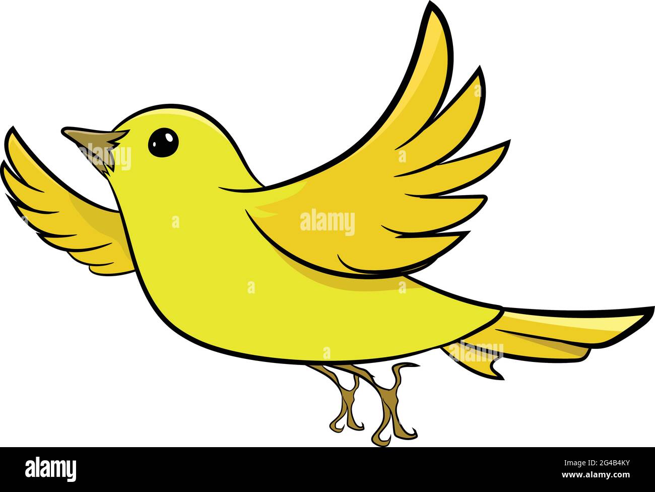 Gorrión amarillo volando en el aire. Lindo pájaro amarillo. Aves de diferentes partes del mundo. Aves comunes. Icono de pájaro Ilustraciones vectoriales Dodle aislado. Ilustración del Vector