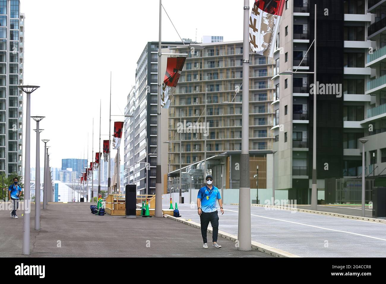 Tokio, Japón. 20th de junio de 2021. La aldea de los atletas (Harumi, Tokio) para ser utilizada en los Juegos Olímpicos y Paralímpicos de Tokio fue abierta a los medios de comunicación. El 20 de junio de 2021 en Tokio, Japón. (Foto de Kazuki Oishi/Sipa USA) **Japan Out** Crédito: SIPA USA/Alamy Live News Foto de stock