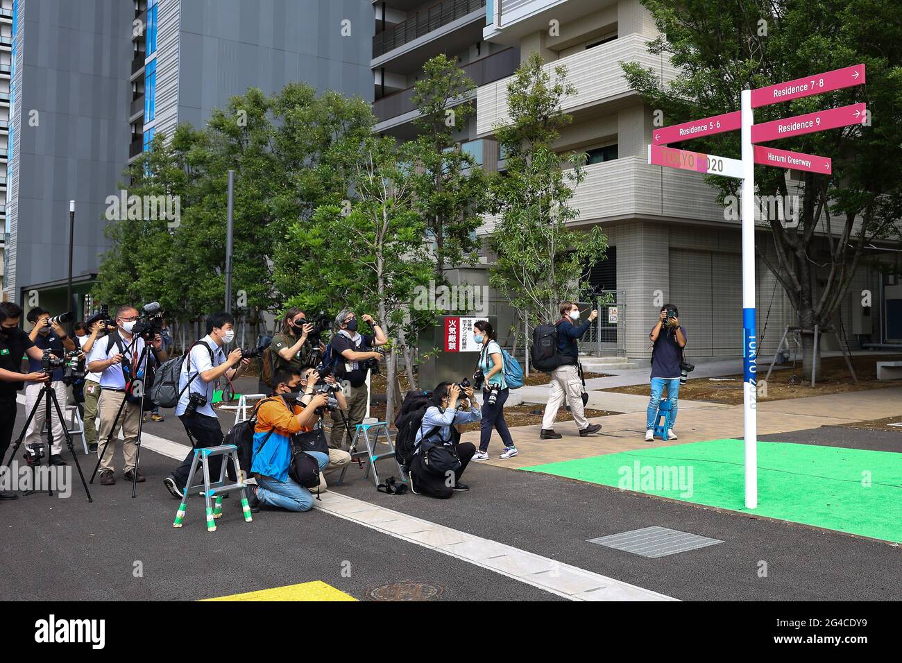 Tokio, Japón. 20th de junio de 2021. La aldea de los atletas (Harumi, Tokio) para ser utilizada en los Juegos Olímpicos y Paralímpicos de Tokio fue abierta a los medios de comunicación. El 20 de junio de 2021 en Tokio, Japón. (Foto de Kazuki Oishi/Sipa USA) **Japan Out** Crédito: SIPA USA/Alamy Live News Foto de stock