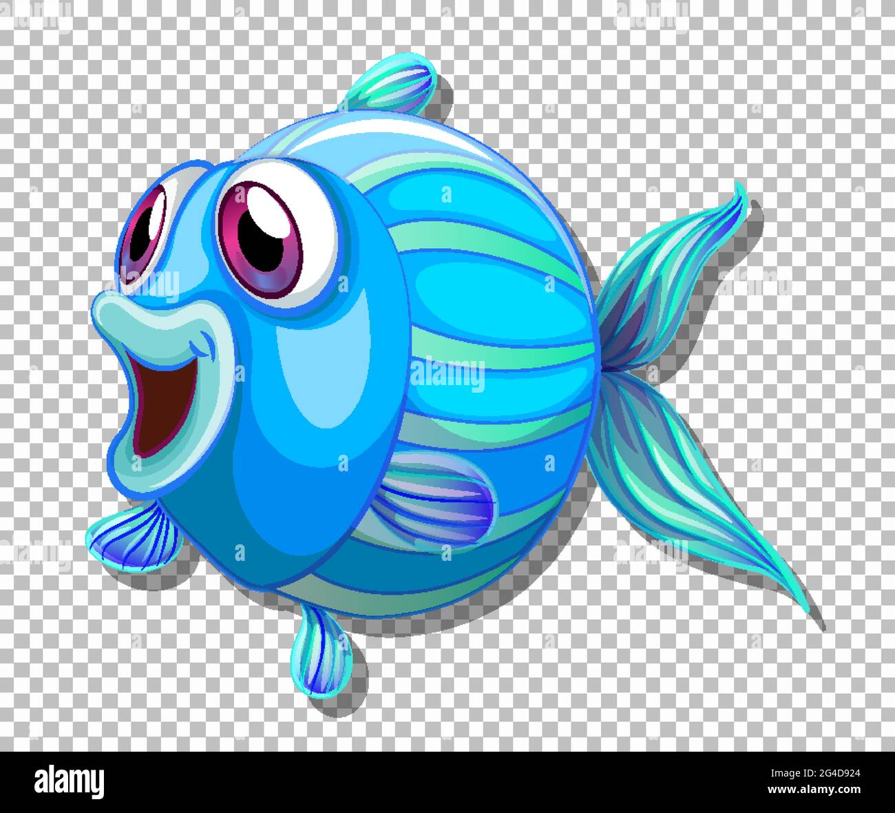 Bonito pez con grandes ojos de dibujos animados carácter sobre fondo  transparente ilustración Imagen Vector de stock - Alamy