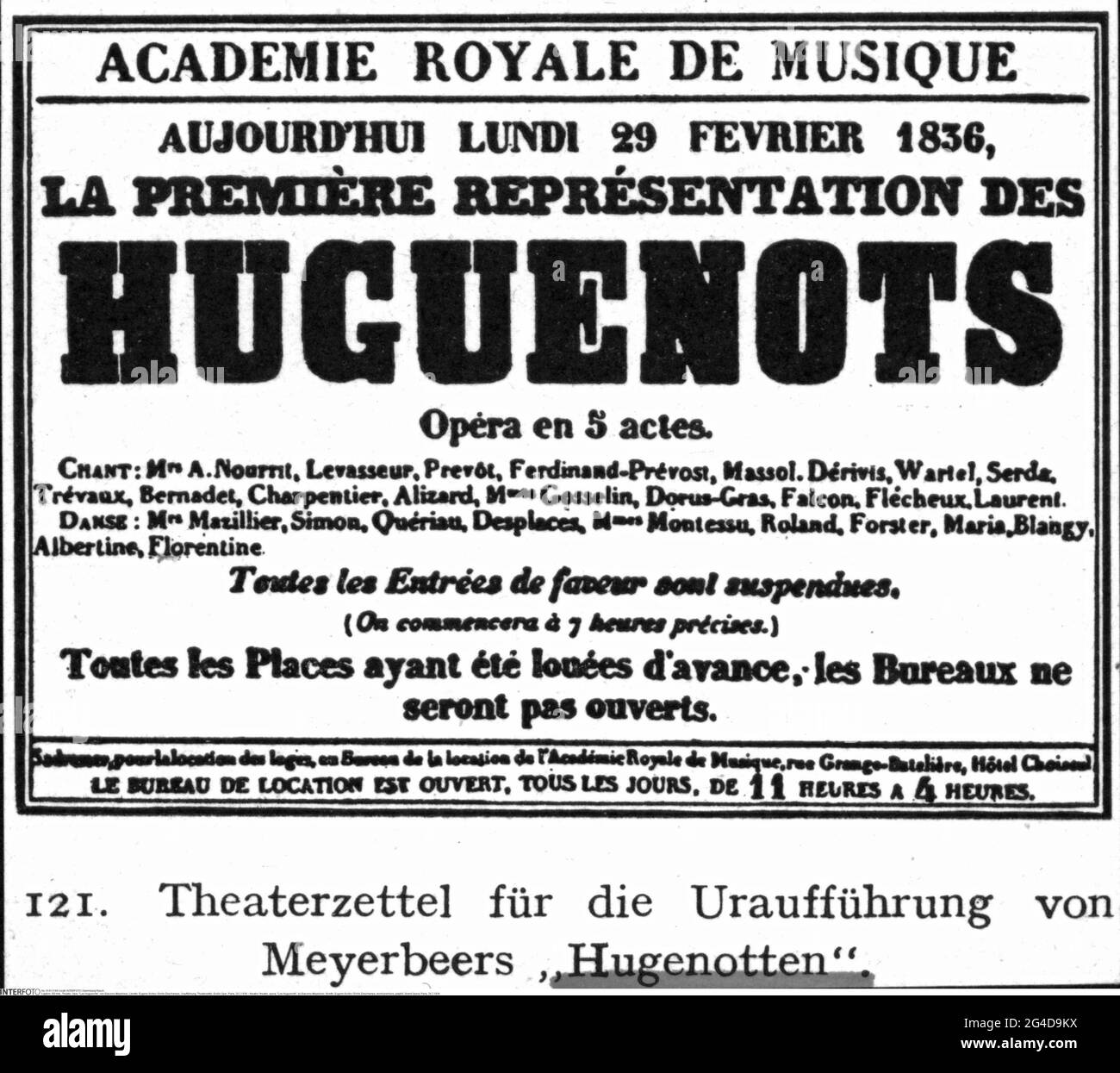 teatro / teatro, ópera, 'Les Huguenots', de Giacomo Meyerbeer, libreto: Eugene Scribe / Emile Deschamps, EL COPYRIGHT DEL ARTISTA NO TIENE QUE ESTAR LIRADO Foto de stock