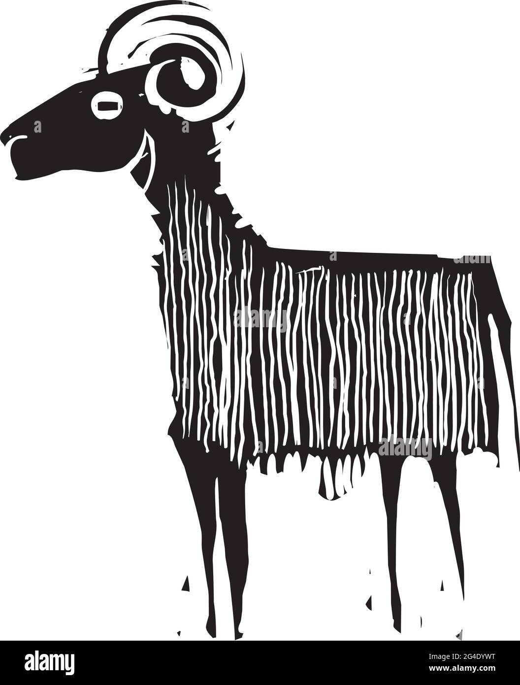 Imagen expresionista de madera de carnero o cabra Ilustración del Vector