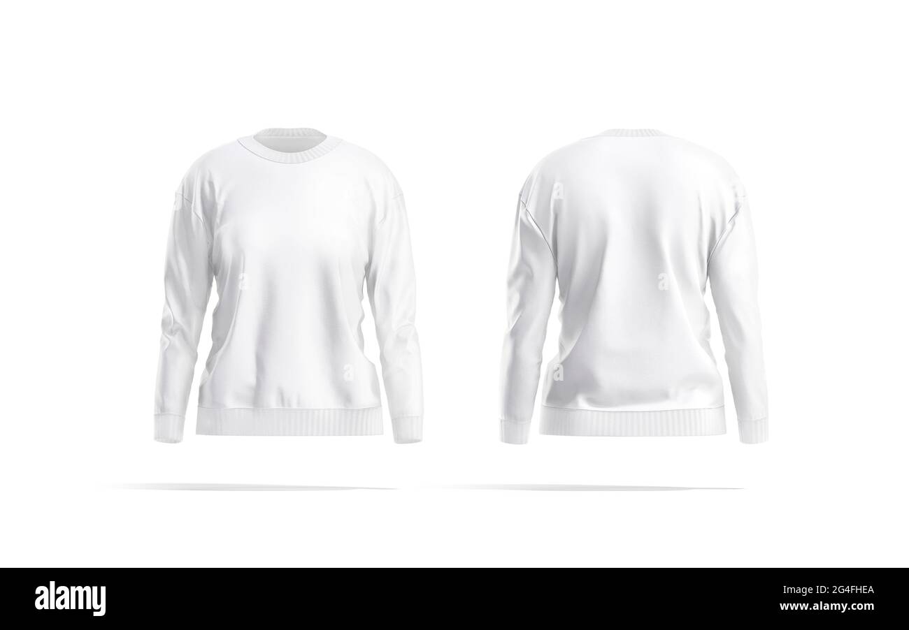 Vista frontal y trasera de la sudadera blanca para mujer en blanco  Fotografía de stock - Alamy