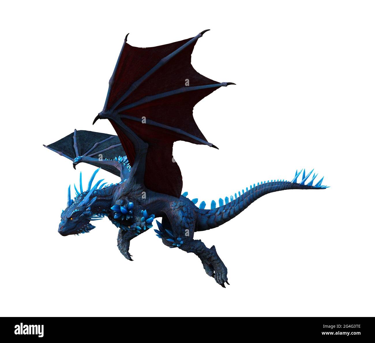 3d ilustración de un dragón azul volando aislado sobre un fondo blanco. Foto de stock