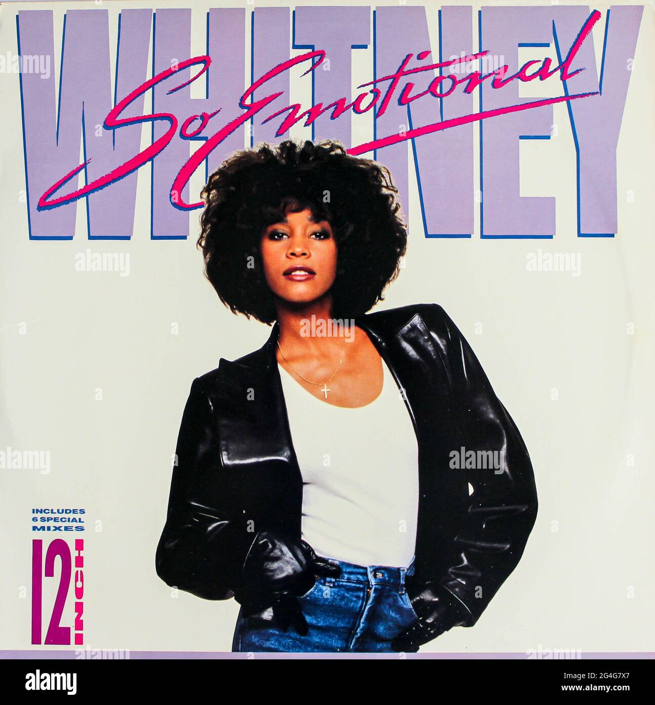 Dance-rock, RnB y artista pop, Whitney Houston álbum de música en disco LP disco de vinilo. Título: Tan emotivo álbum de portada Foto de stock