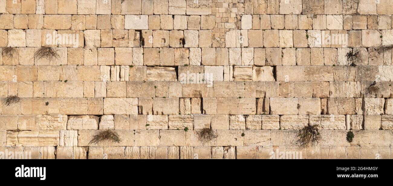 La pared occidental, la pared de Kotel Wailing, lugar santo. No hay gente. Monte del Templo, ciudad vieja de Jerusalén, Israel. Foto de stock