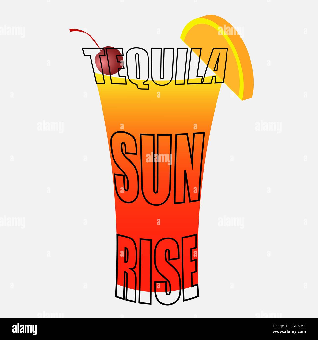 logotipo de cóctel de salida del sol de tequila con letras minimalistas sobre fondo claro 2 Ilustración del Vector