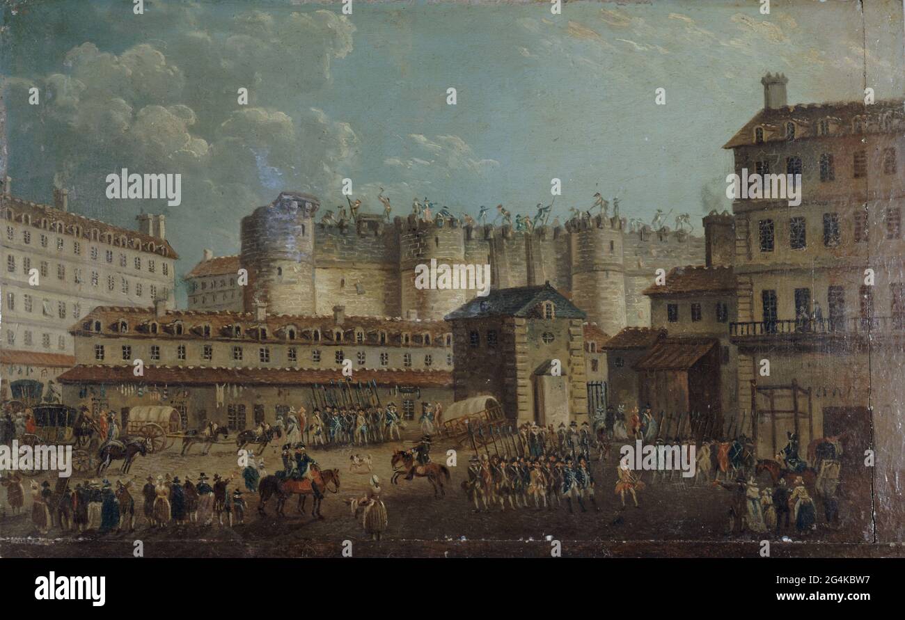El asalto de la Bastilla el 14 de julio de 1789, 1789. Se encuentra en la colección de Mus&#XE9;e Carnavalet, París. Foto de stock