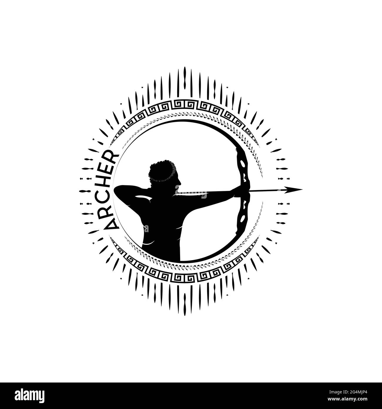 Antigua grecia ilustración, la caza artemis con un arco y flecha Ilustración del Vector