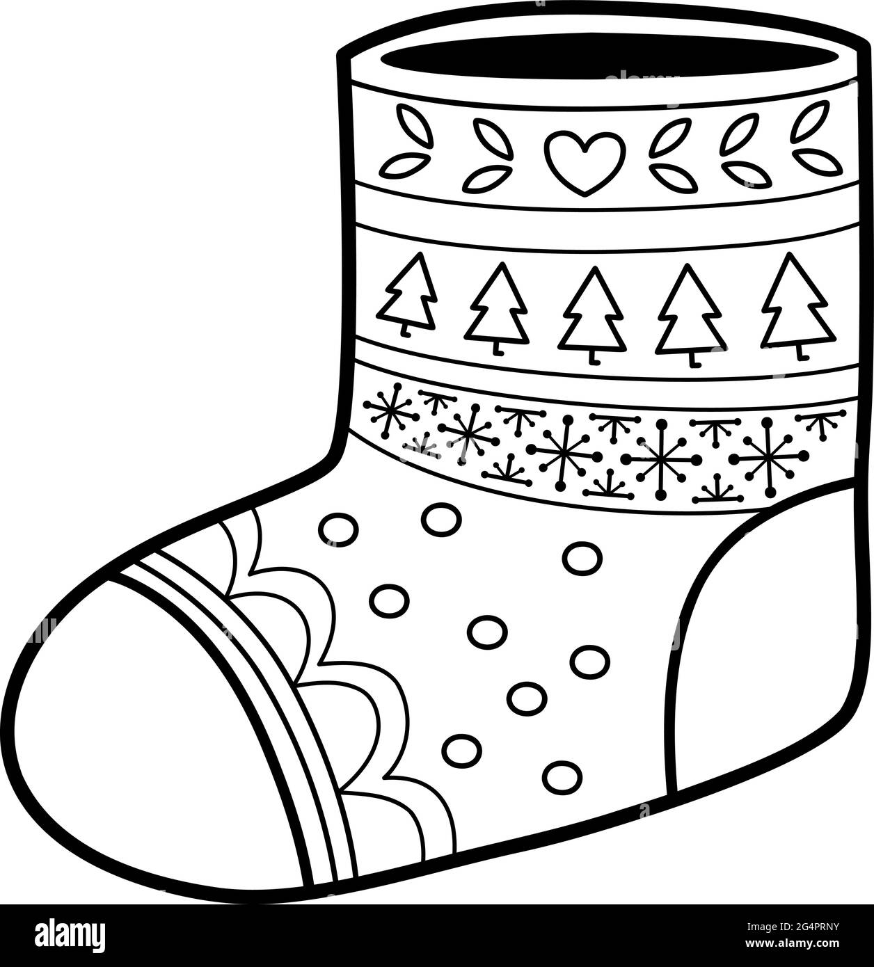Libro de Navidad para colorear o página para niños. Ilustración vectorial  de calcetín en blanco y negro Imagen Vector de stock - Alamy