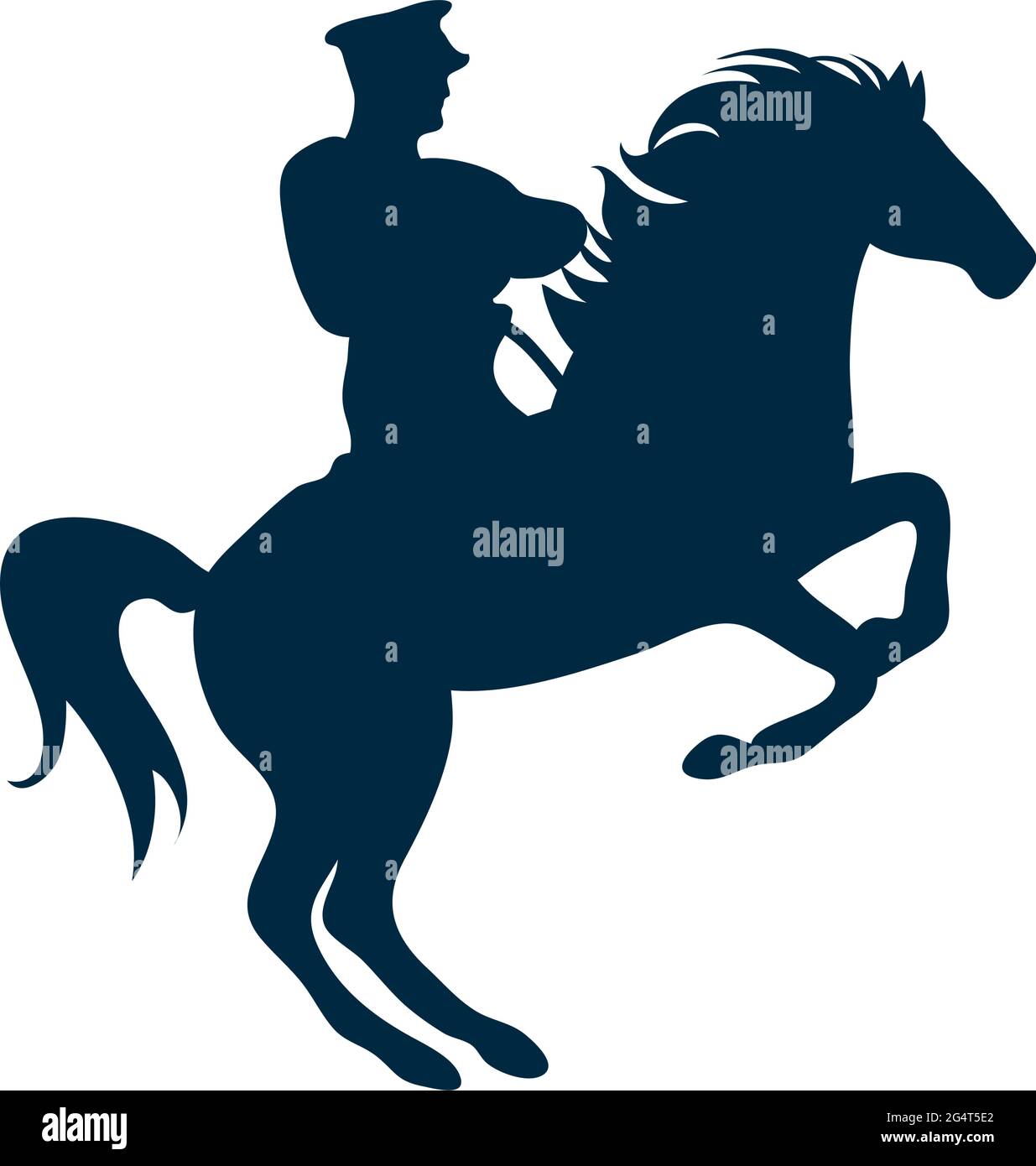 Soldado en silueta de caballo sobre fondo blanco Ilustración del Vector
