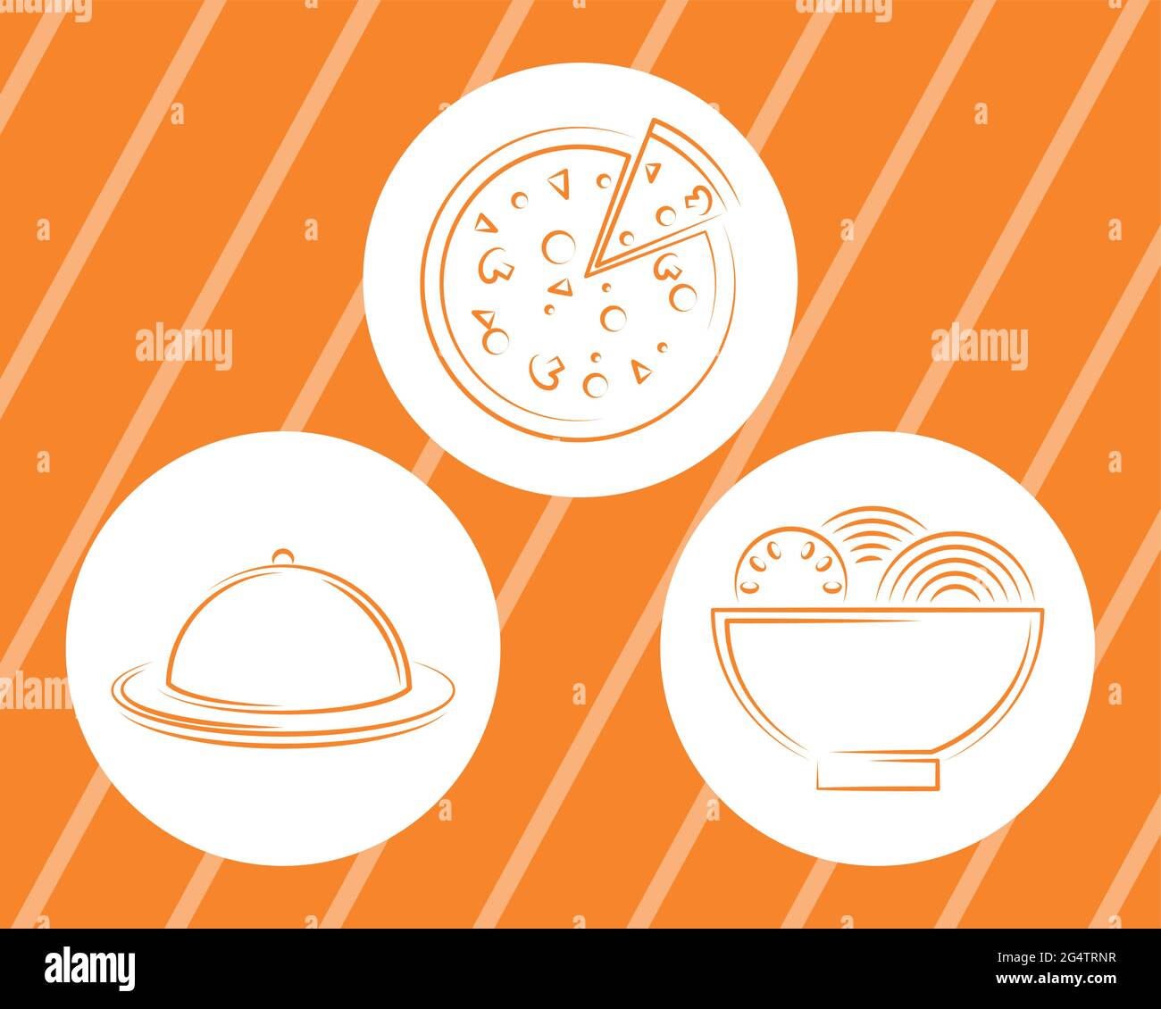 restaurante y símbolo de la comida en círculos Ilustración del Vector