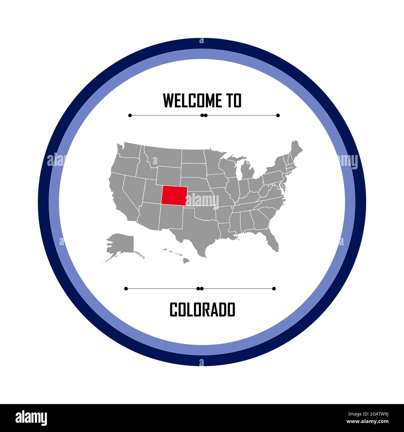 Colorado, Nombre de ciudad en Estados Unidos de América, Colorado, en forma de círculo Foto de stock