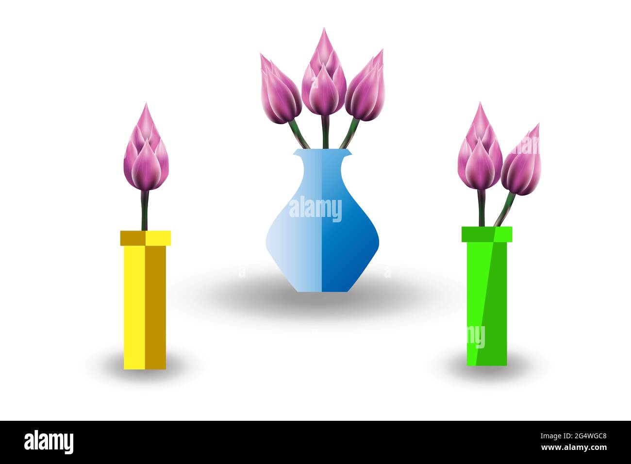 Conjunto de flores de loto Bouquet aislado sobre fondo blanco, flor de