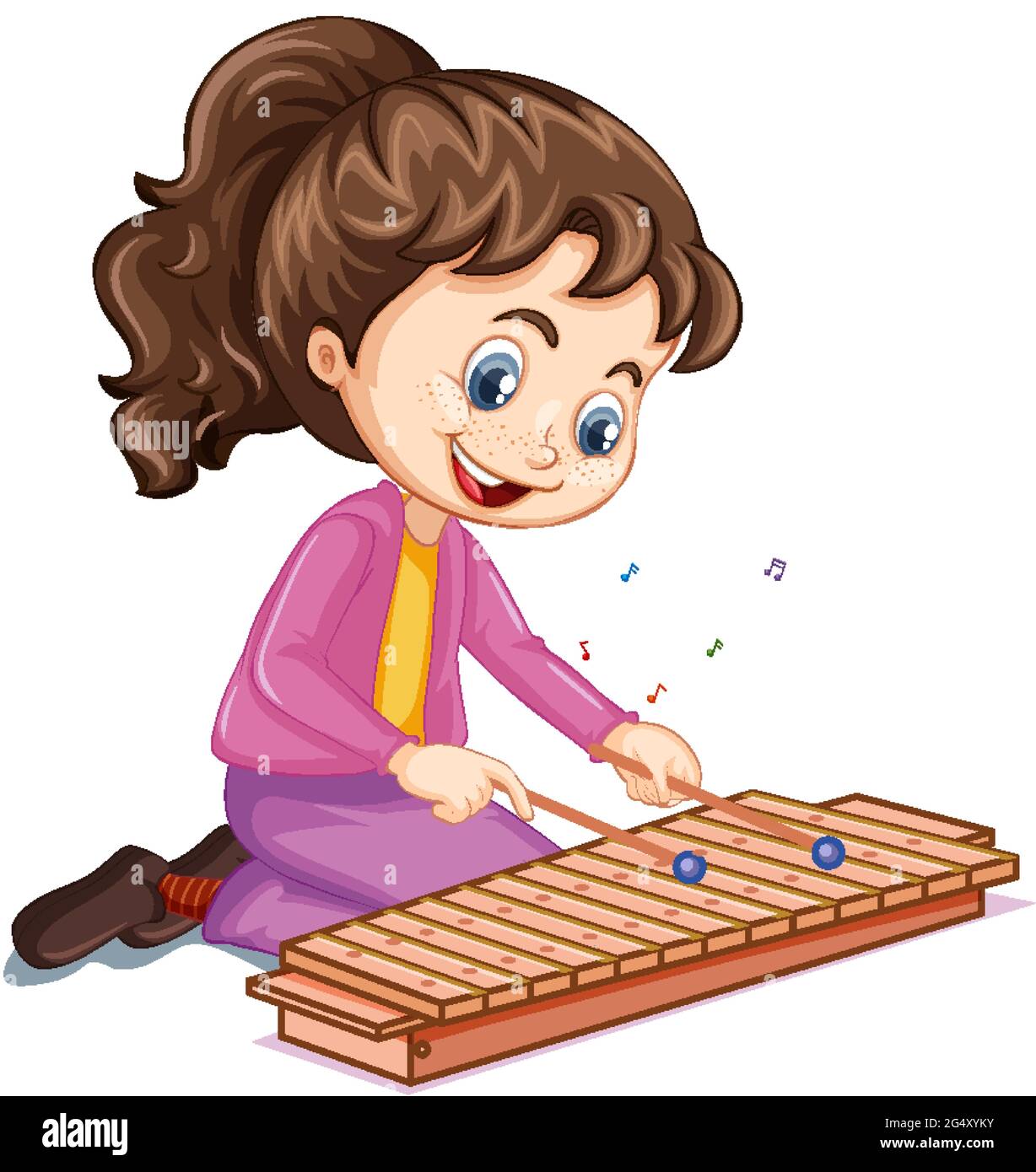 Un personaje de dibujos animados niña tocando ilustración de xilófono  Imagen Vector de stock - Alamy