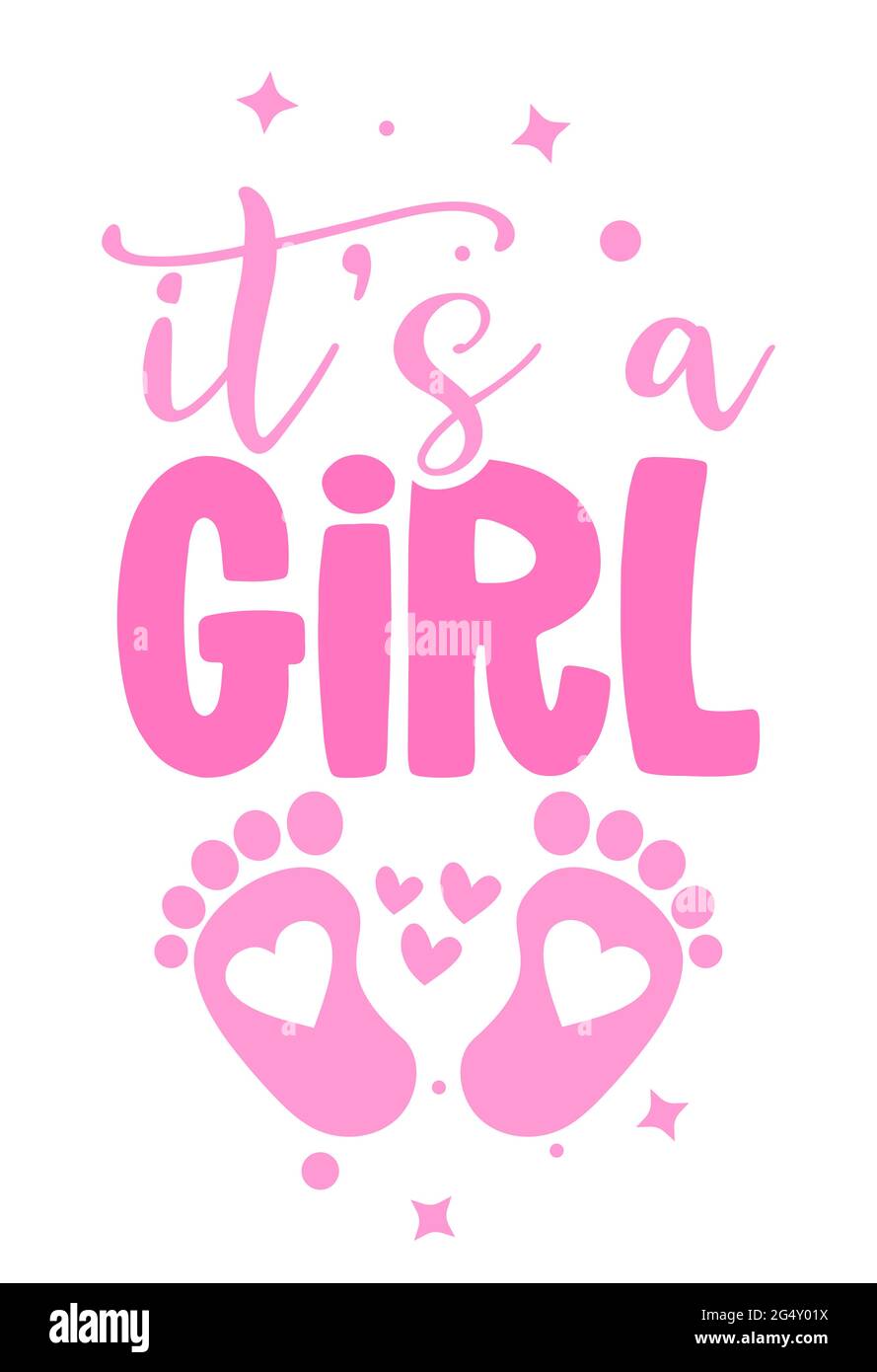 Es Una Chica Pegatinas Rosas Que Tienen Unos Pies Encantadores Con Ella Es Una Chica Perfecto Para Sellos De Letras Para Invitaciones De La Ducha Del Bebe Y Tarjetas De Agradecimiento