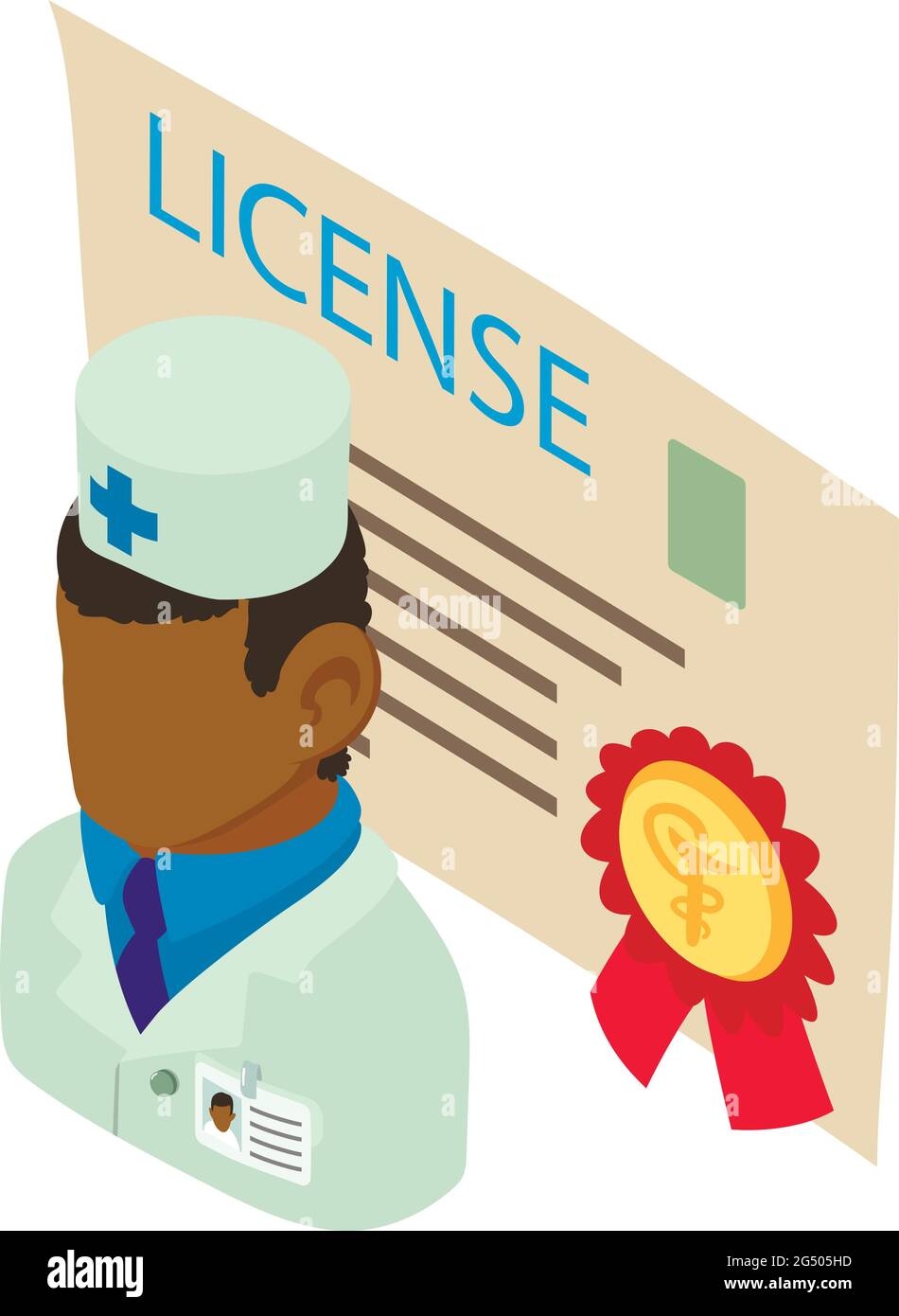 Icono de licencia de médico vector isométrico. Certificado médico