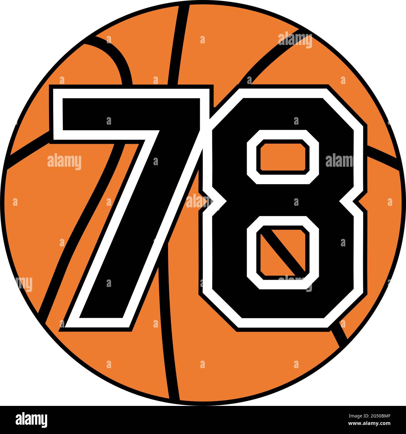 símbolo de bola de baloncesto con el número 78 Ilustración del Vector