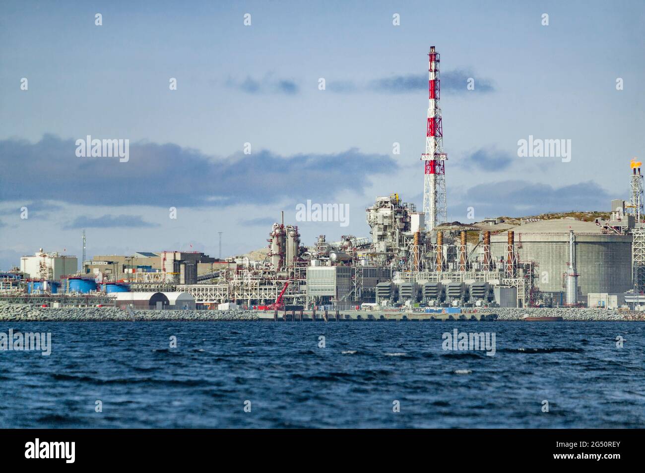 Refinería de gas en Hammerfest, norte de Noruega Foto de stock
