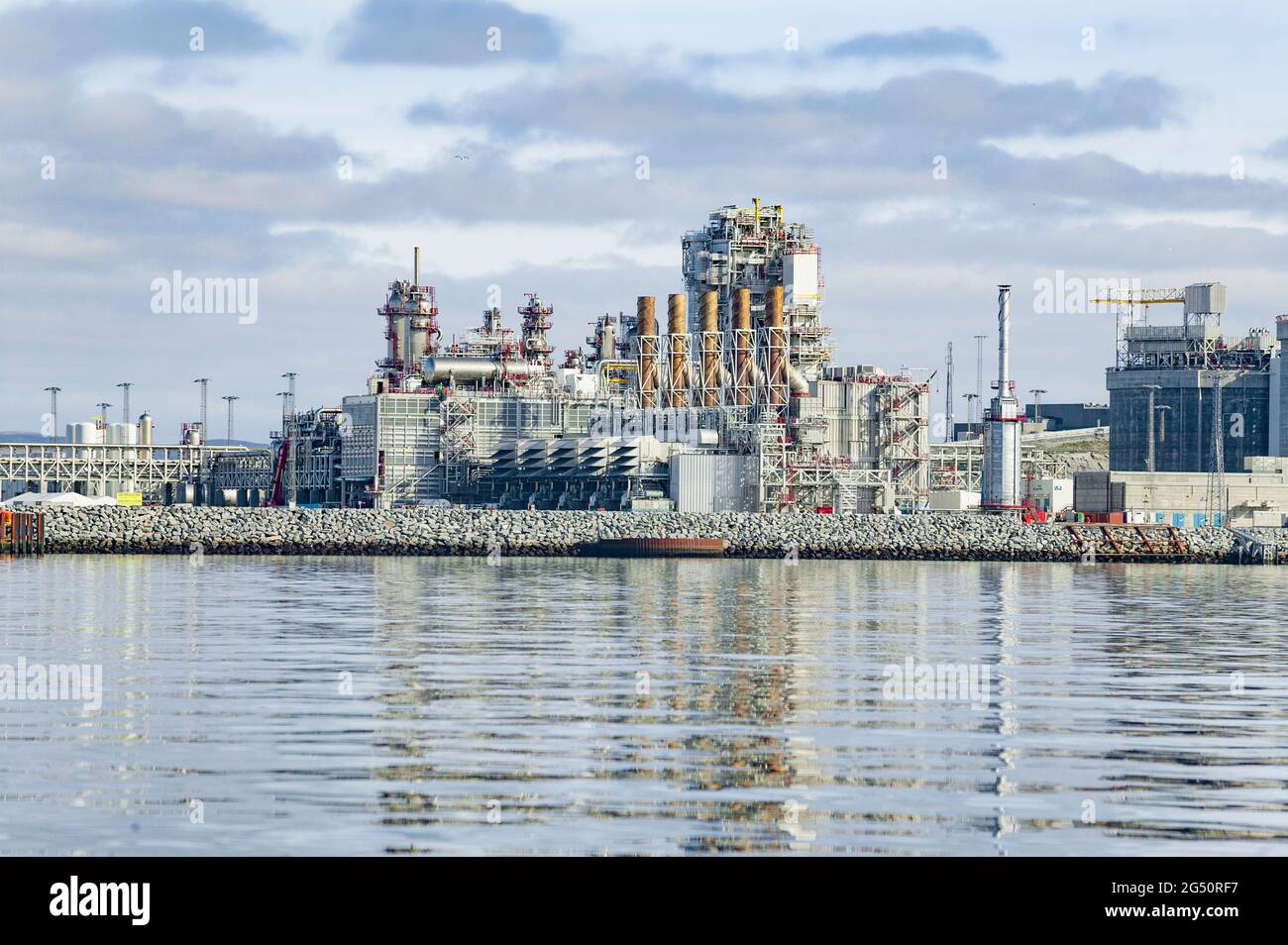 Refinería de gas en Hammerfest, norte de Noruega Foto de stock