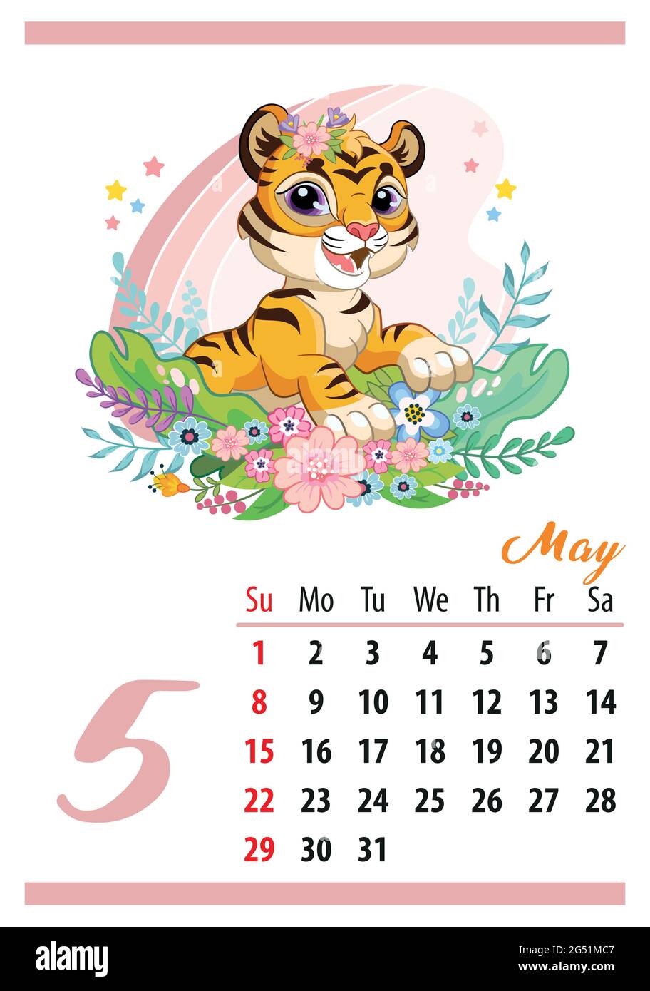 Plantilla de diseño de calendario mural para el 2022 de junio, año del  Tigre según el calendario chino o oriental. Carácter animal. Ilustración  vectorial. Semana s Imagen Vector de stock - Alamy