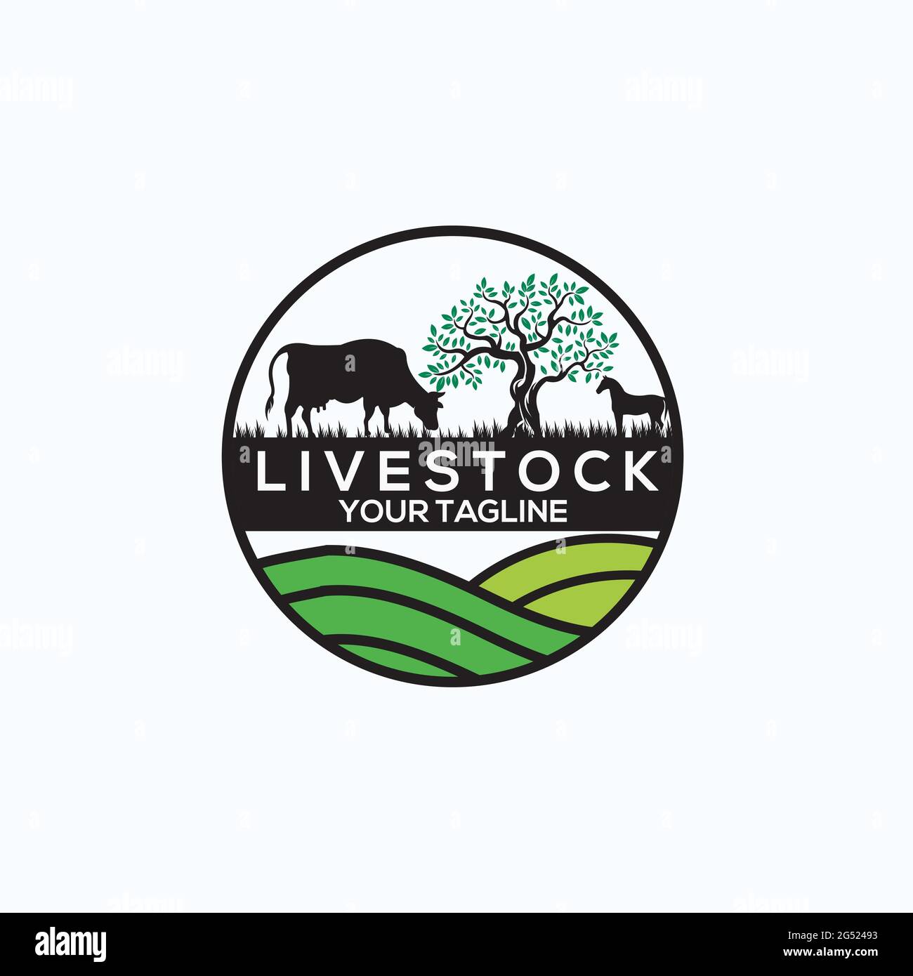 logotipo de ganado con inspiración exclusiva de diseño de vaca y actriz Ilustración del Vector