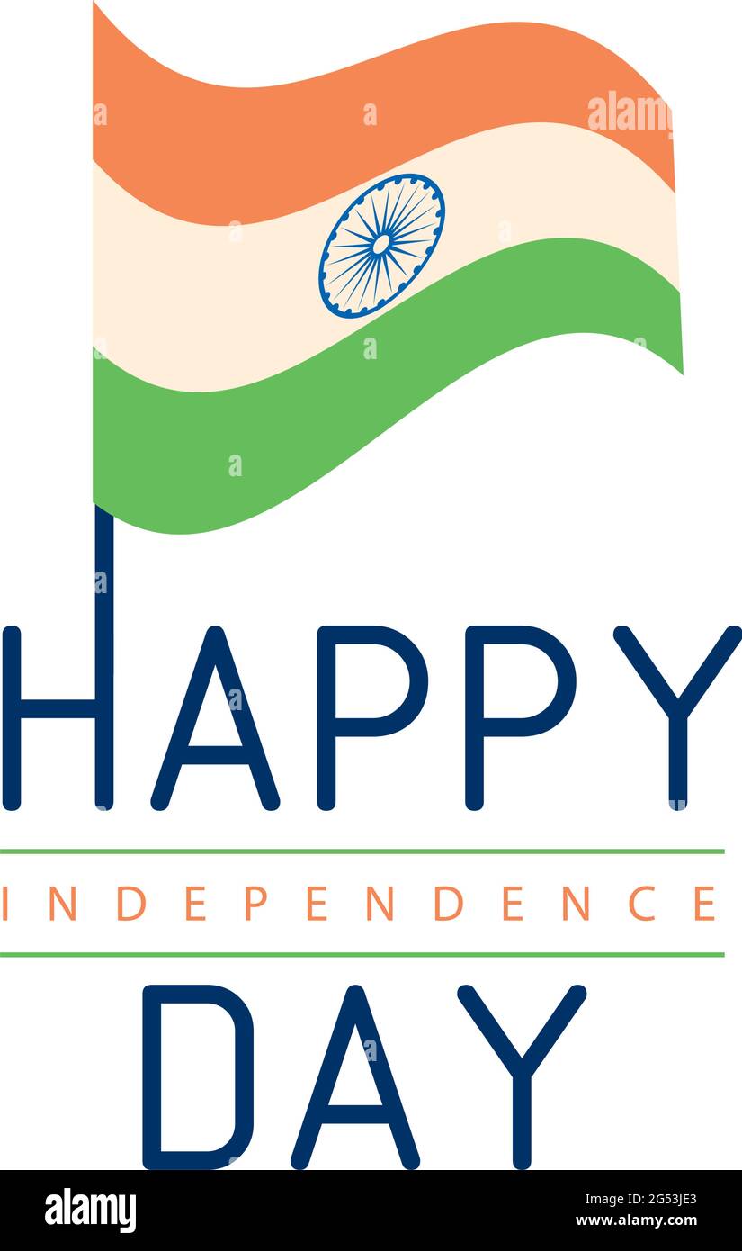 Feliz día de la independencia con bandera sobre fondo blanco Ilustración del Vector