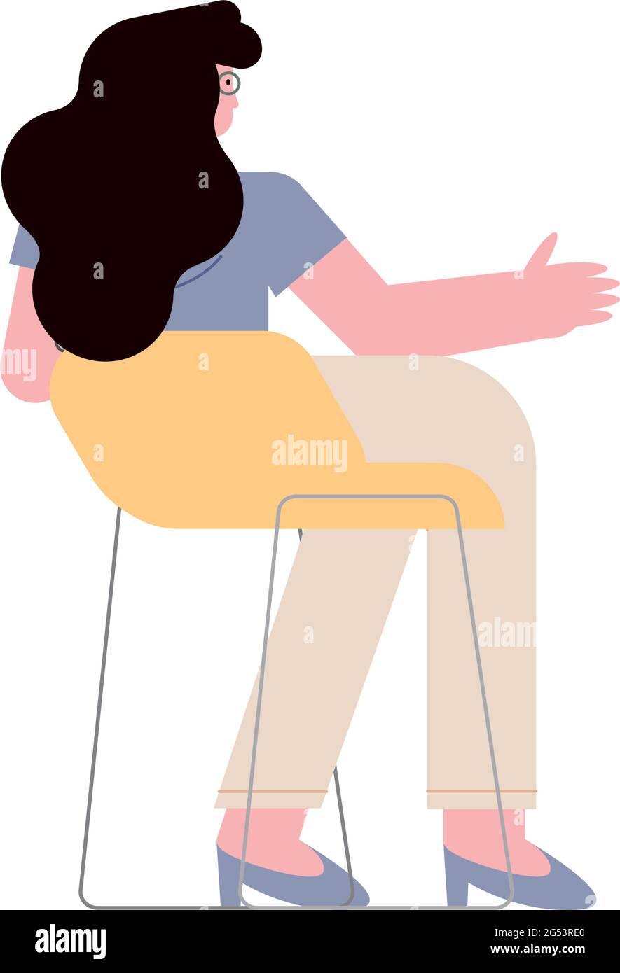 mujer en silla de espalda, chica mujer Ilustración del Vector