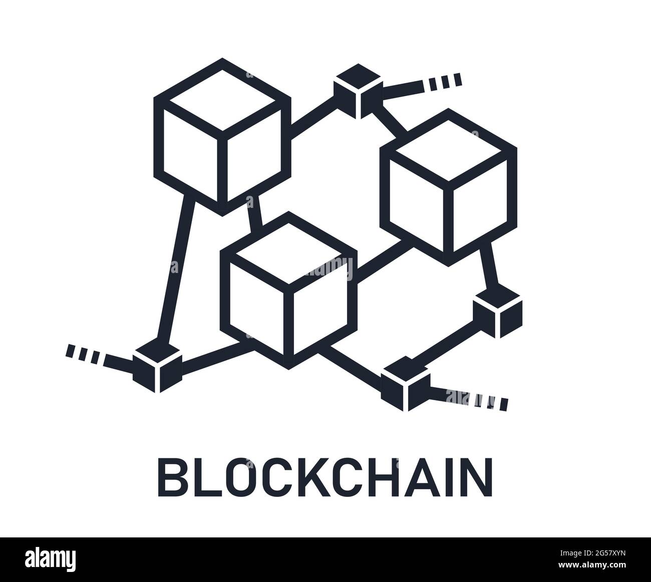 Tecnología de criptografía Blockchain Concepto visualización símbolo ilustración vectorial icono Ilustración del Vector