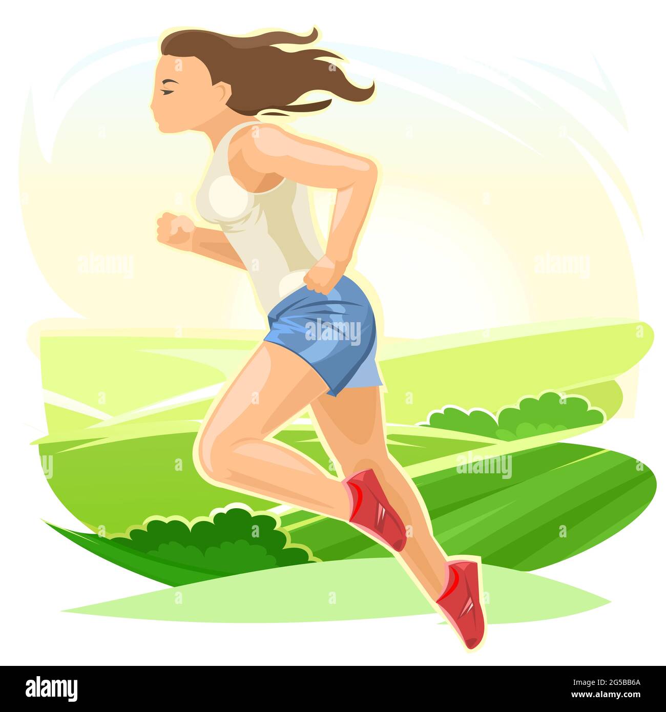 Chica corre. Carrera deportiva. Buen estado físico y estilo de vida