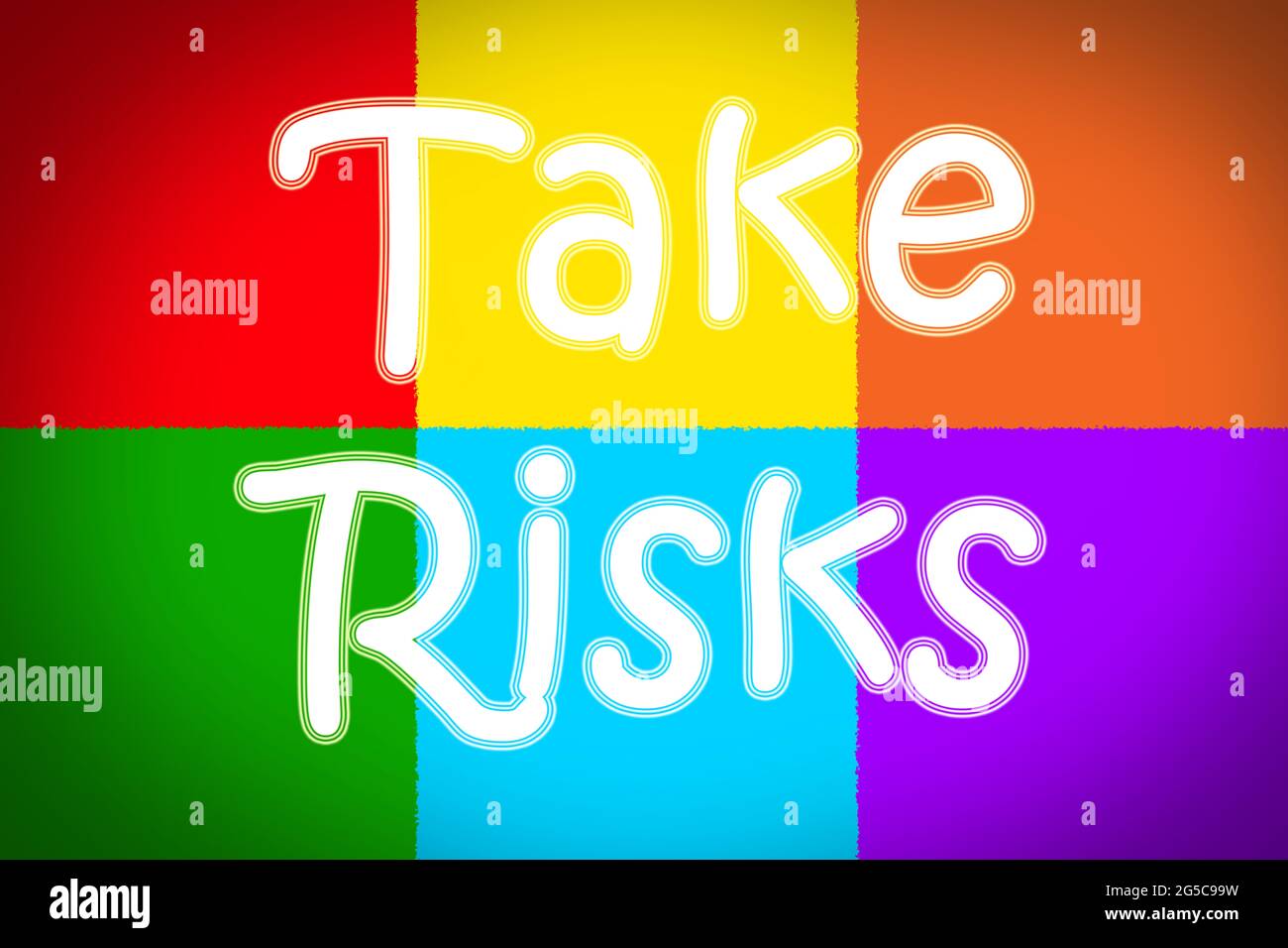 Tome el texto del concepto de riesgos en el fondo Foto de stock