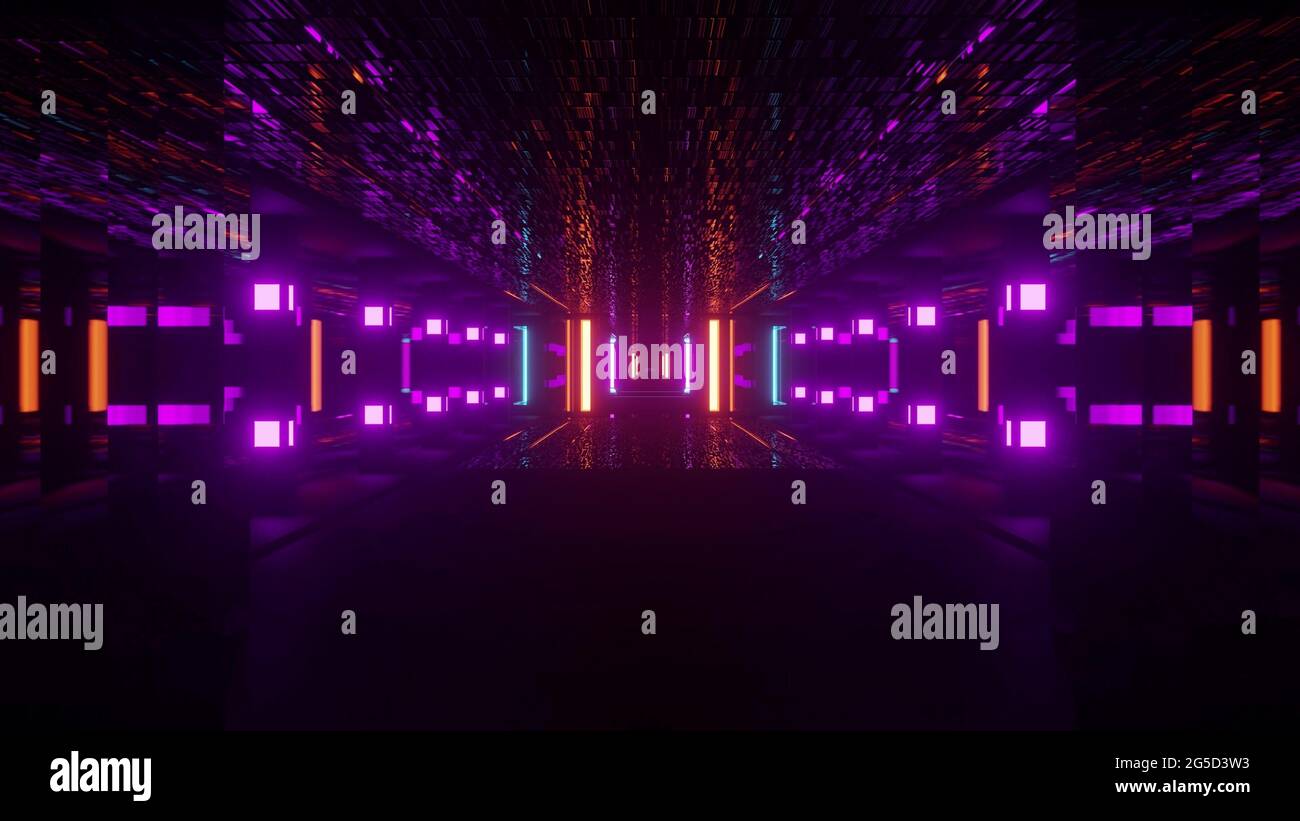 4K luces de neón de colores UHD dentro del túnel 3D ilustración Fotografía  de stock - Alamy