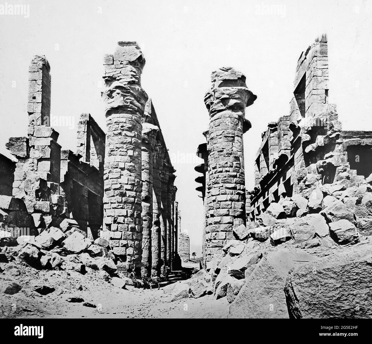 Salón de Columnas, Gran Hipoestilo, Karnak, Egipto, época victoriana Foto de stock