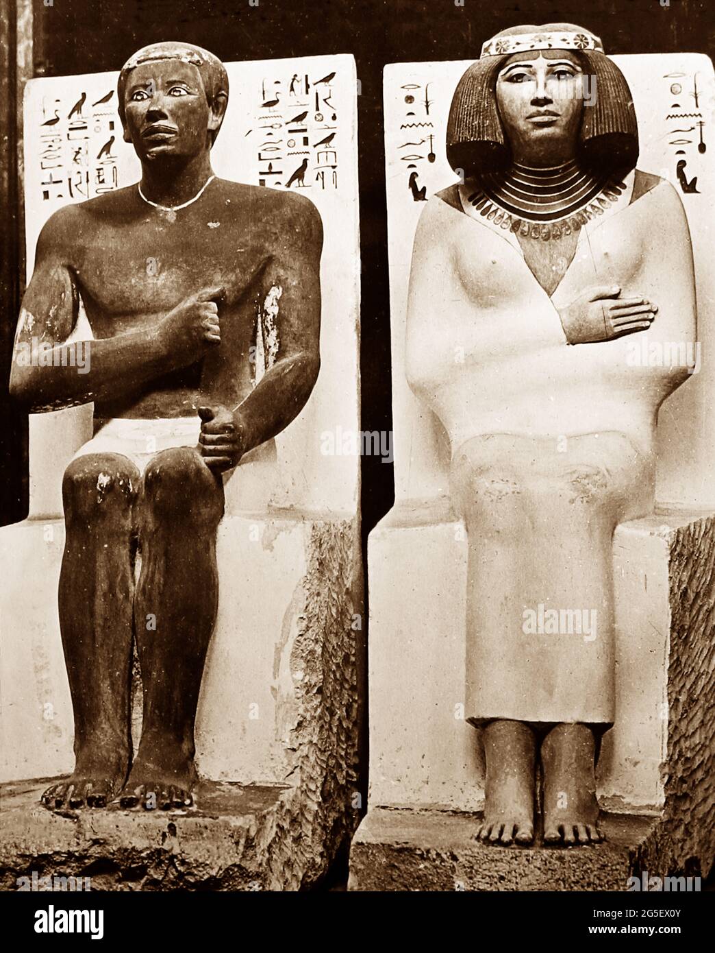 Estatua de RaHotep y Nofret, Egipto, época victoriana Fotografía de