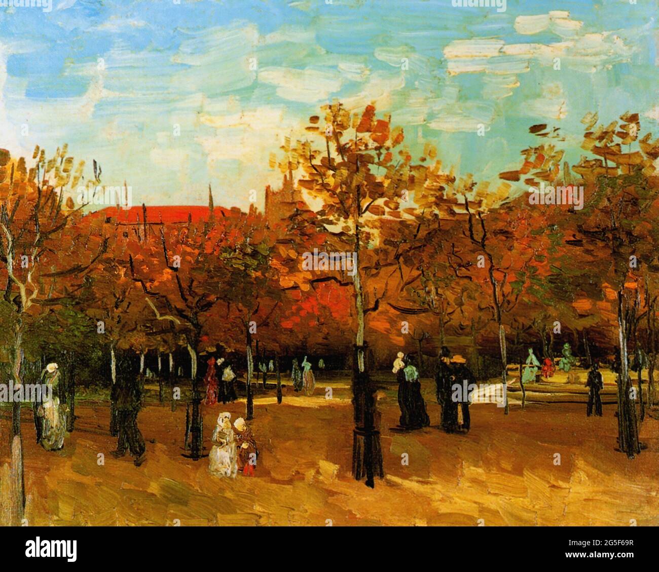 Vincent Van Gogh - Bois De Boulogne con gente caminando 1886 Foto de stock