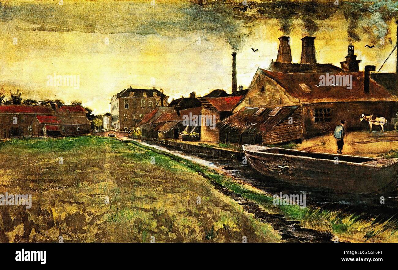 Vincent Van Gogh - MOLINO de hierro de La Haya 1882 Foto de stock