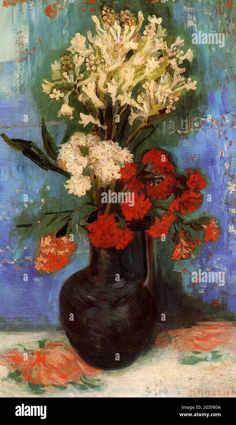 Vincent Van Gogh - Jarrón con claveles Otras flores 1886 Foto de stock