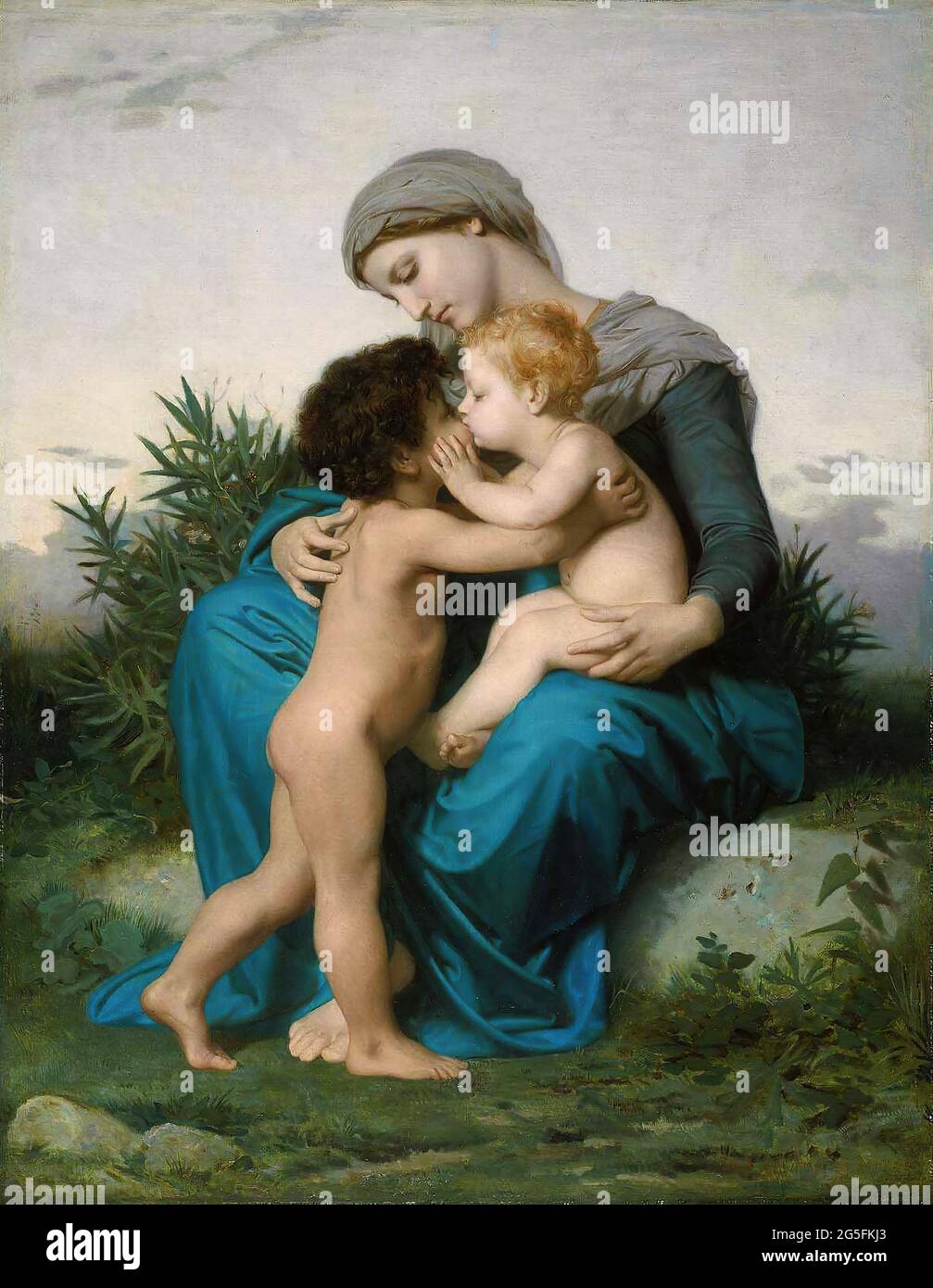 William-Adolphe Bouguereau (1825-1905) - Amor Fraternal 1851 Foto de stock